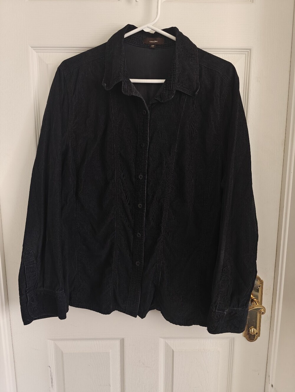 COTTON GINNY Black Corduroy Button Down Shirt